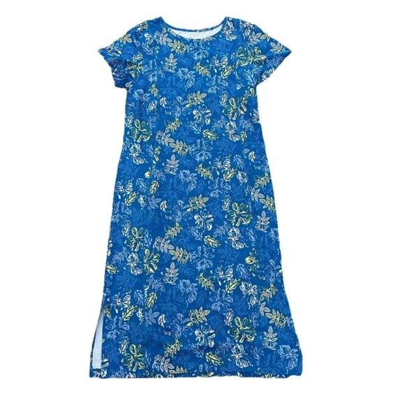 Columbia Womens Medium Outdoor Sporty Athleisure Blue Tropical Midi Casual Dress - Picture 1 of 3
